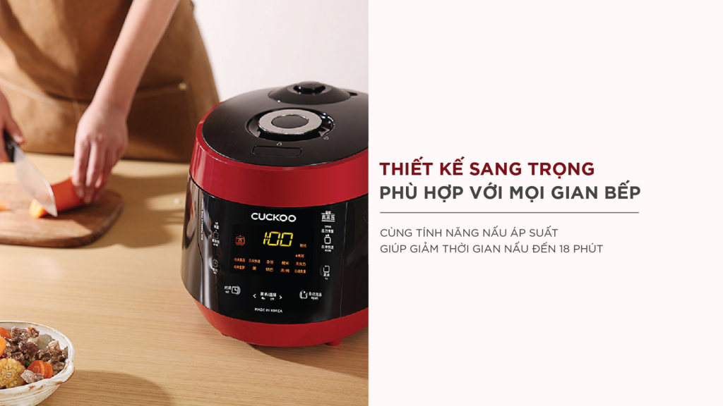 Nồi cơm áp suất Cuckoo CRP-PK0600F thiết kế hiện đại điểm nhấn sang trọng cho gian bếp