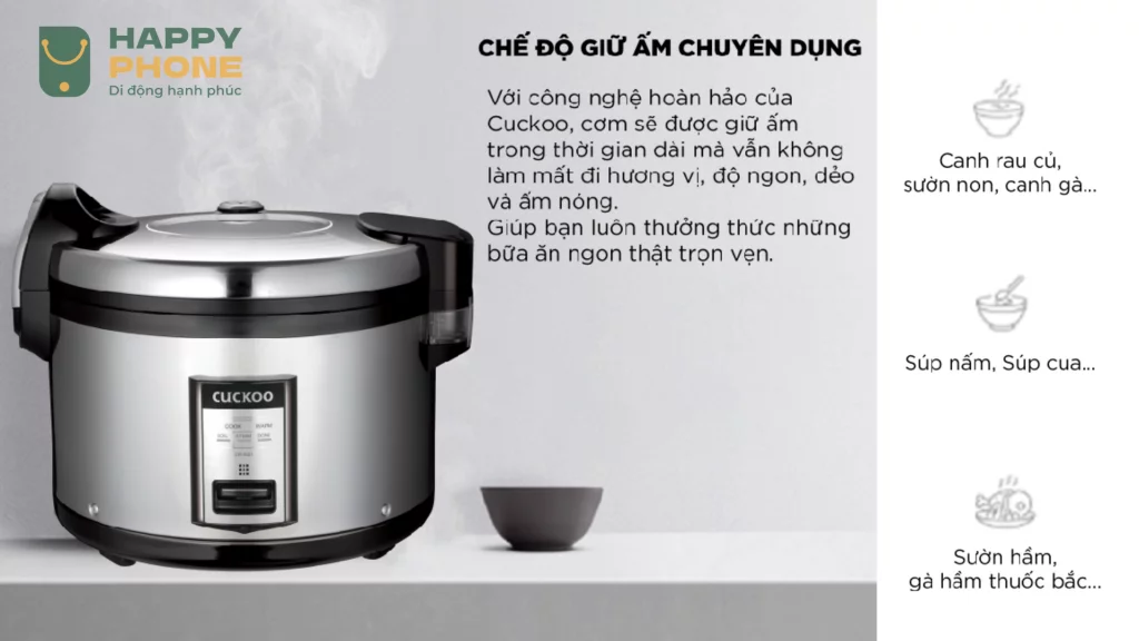Nồi cơm điện CR-3521_BKSTVNCV công nghệ gia nhiệt 3 chiều (3D) và chế độ giữ ấm chuyên dụng