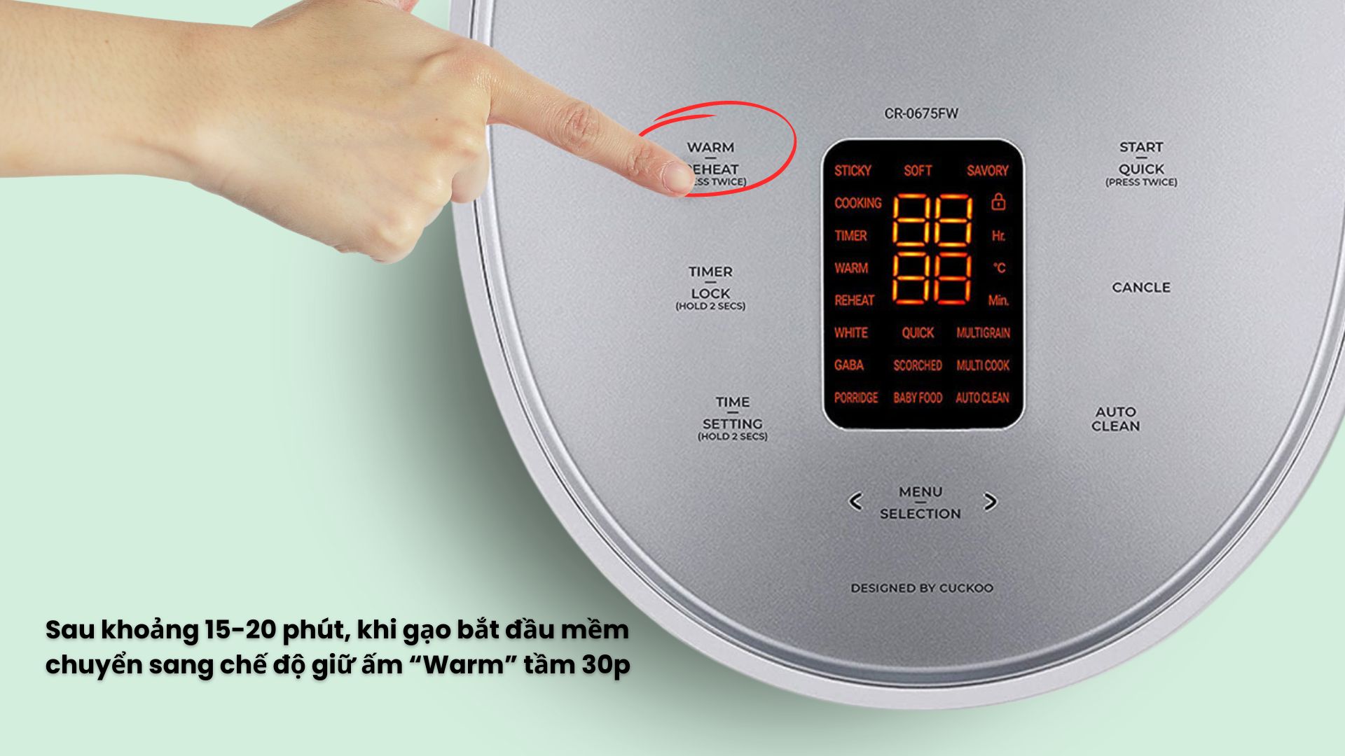 Sử dụng chế độ Warm để nấu cháo rau củ