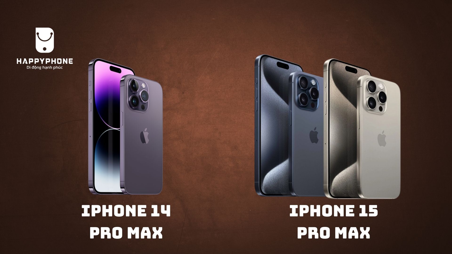 Màu Tím trên iPhone 14 Pro Max và Xanh Titanium và Titanium Tự Nhiên iPhone 15 Pro Max,