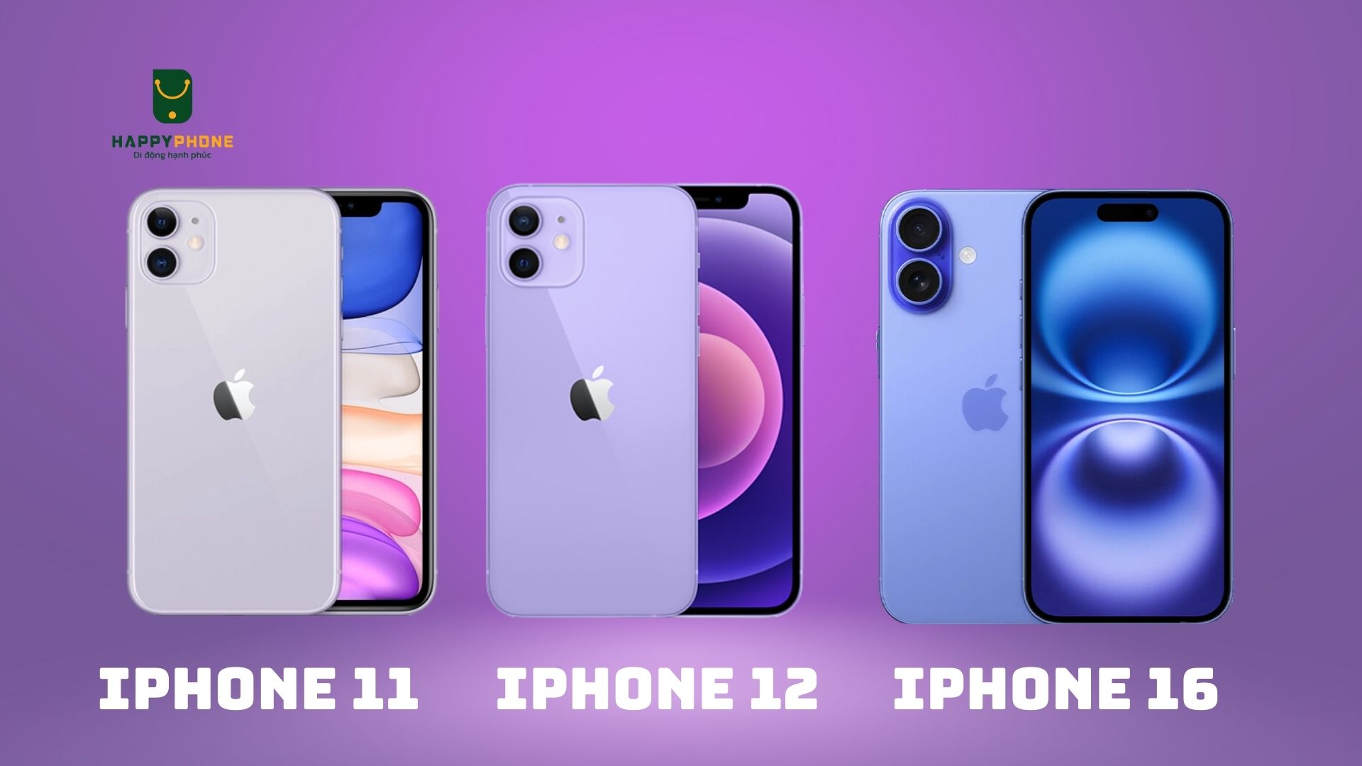 Ngoại hình iPhone 16 so với iPhone 11 và iPhone 12