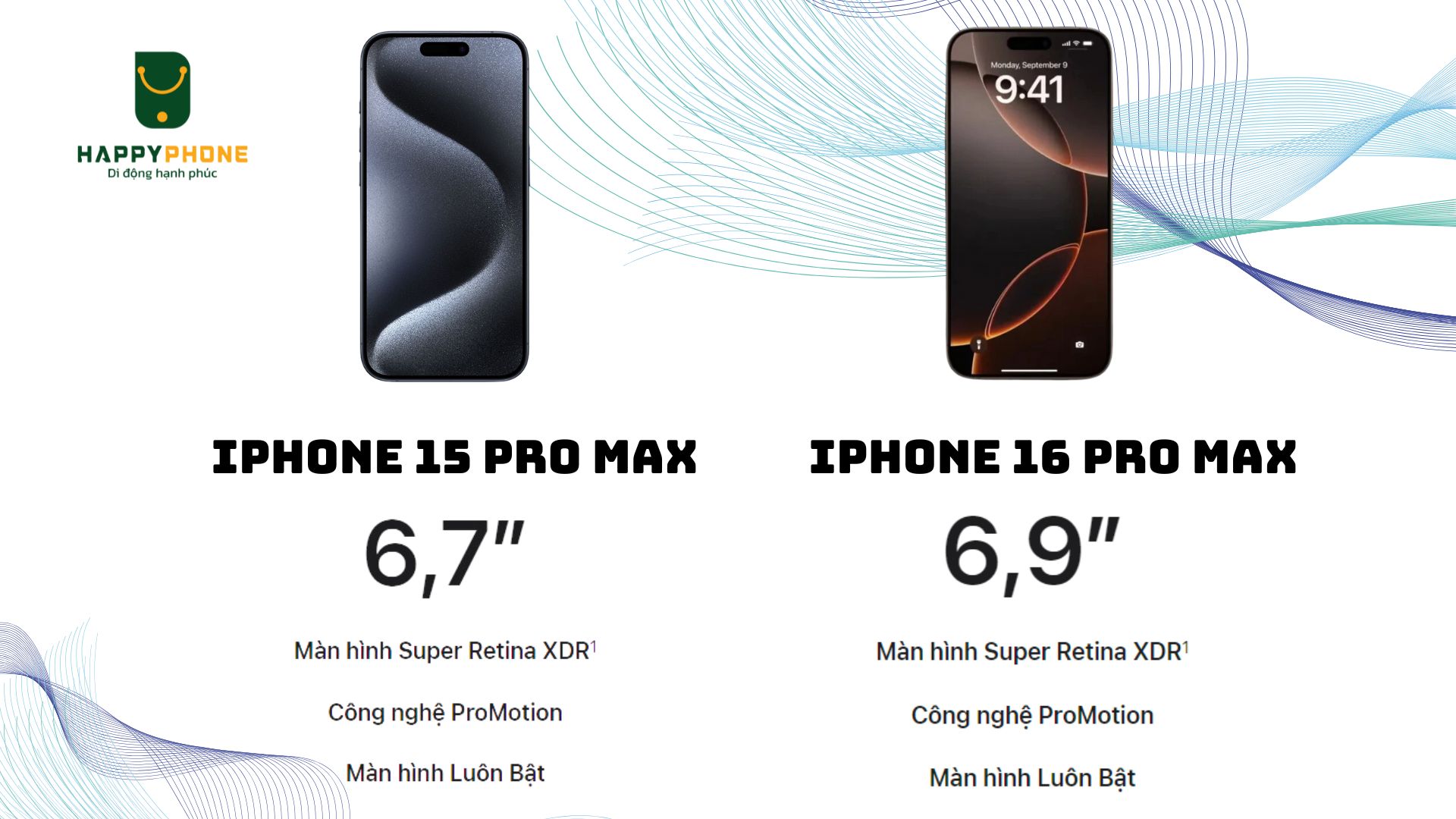 So sánh thông số kỹ thuật màn hình iPhone 15 Pro Max & 16 Pro Max