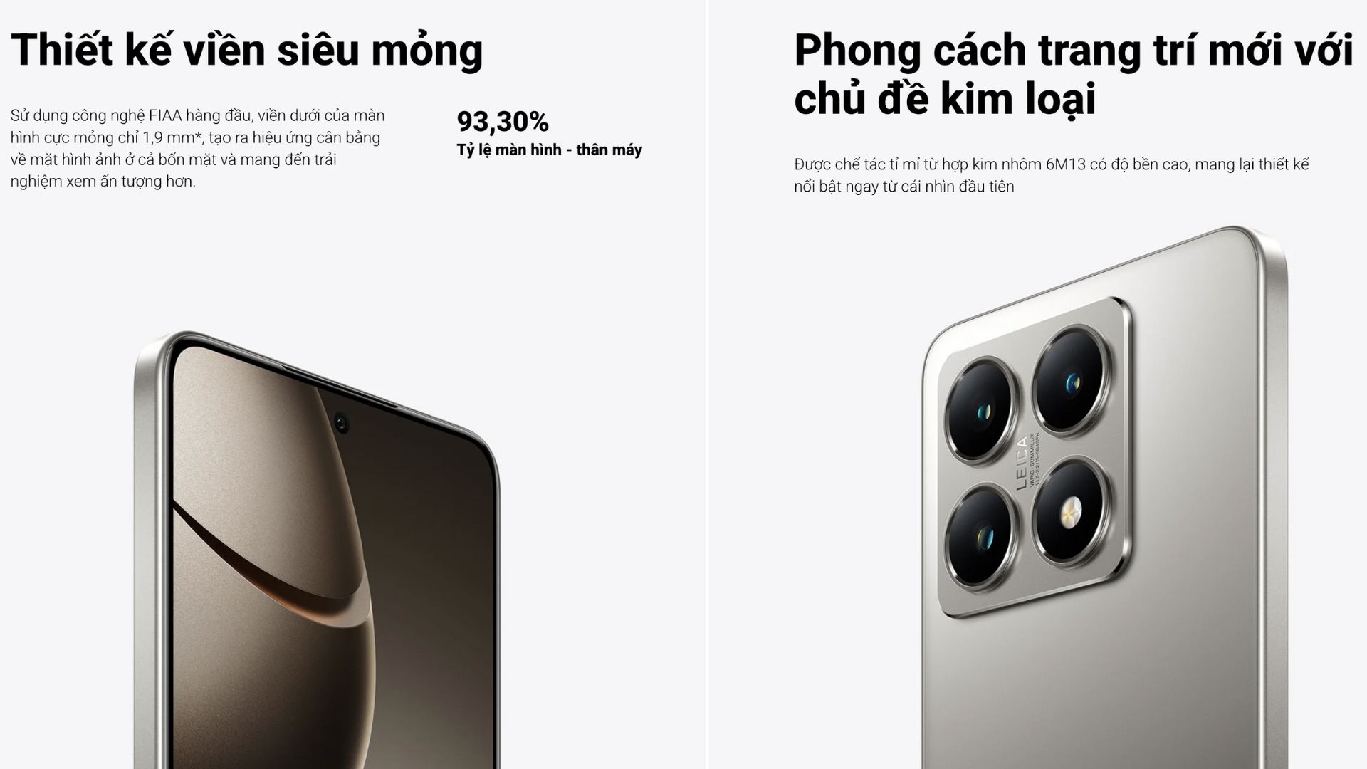 Xiaomi 14T Thiết kế mỏng nhẹ