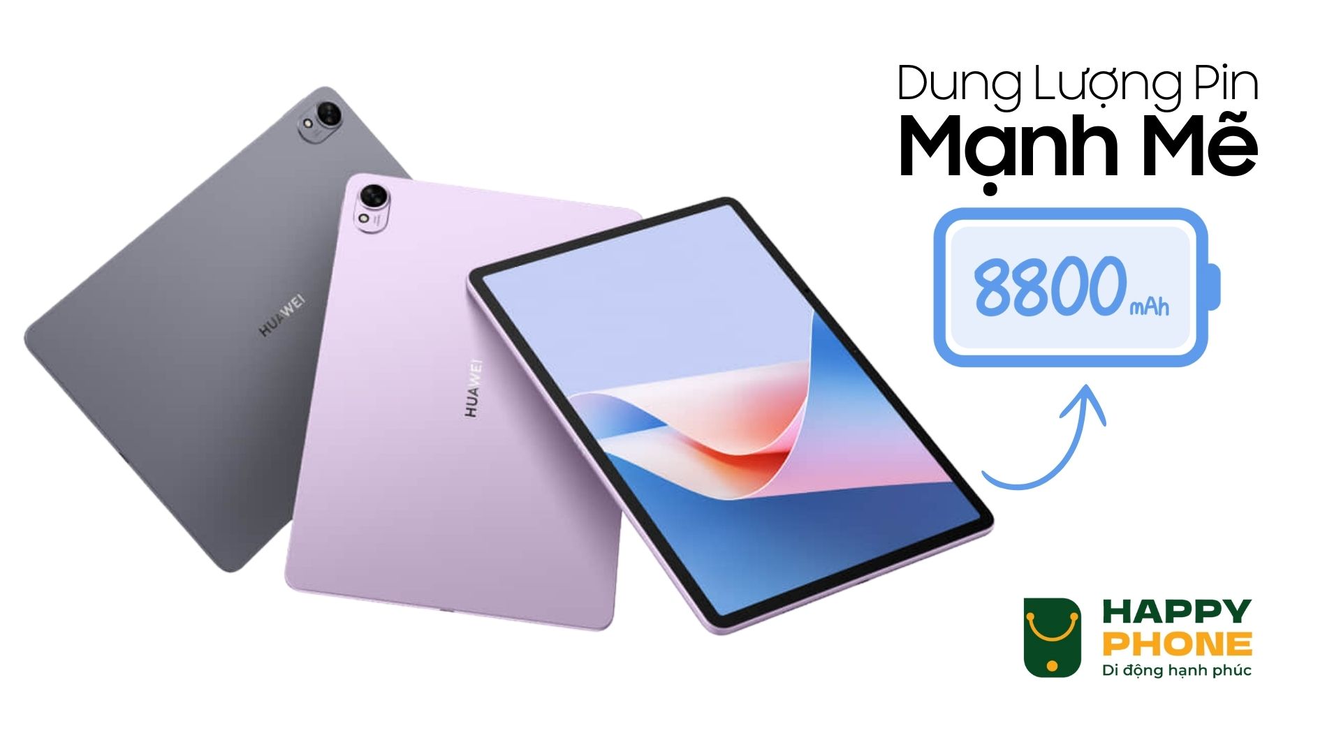 Huawei MatePad sở hữu dung lượng pin lớn đến 8800mAh