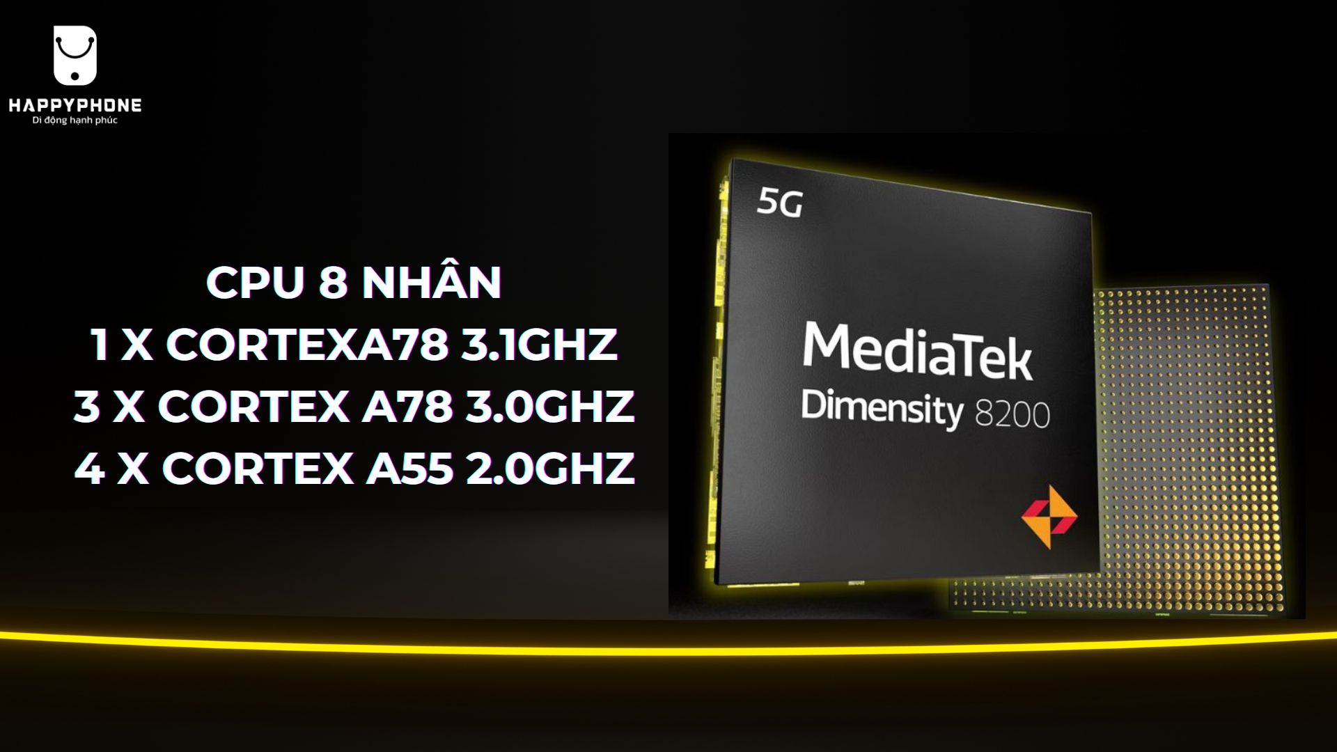 MediaTek Dimensity 8200 Ultra CPU 8 nhân 3.1GHz