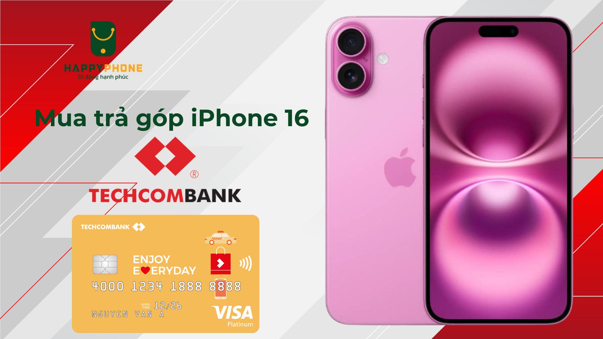 Mua trả góp iPhone 16 qua thẻ Techcombank chỉ 68k_1 ngày