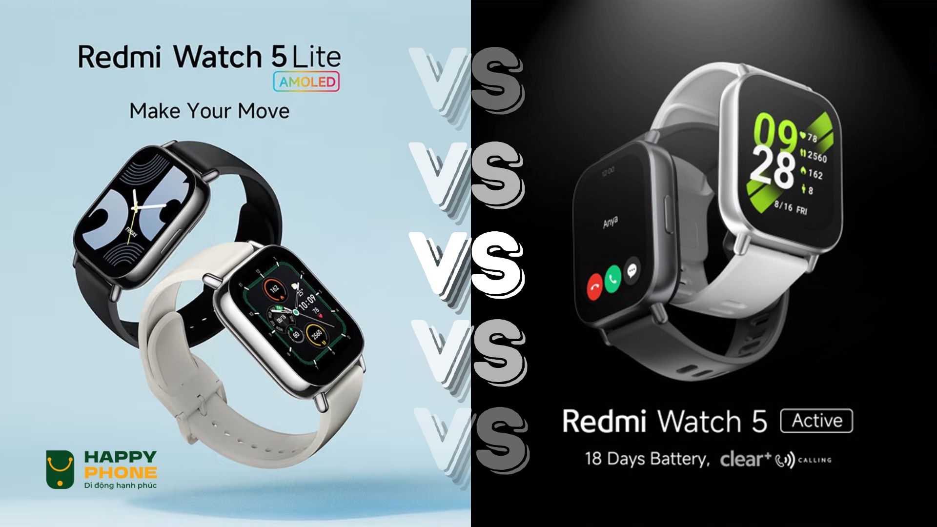 So sánh Redmi Watch 5 Lite với Redmi Watch 5 active