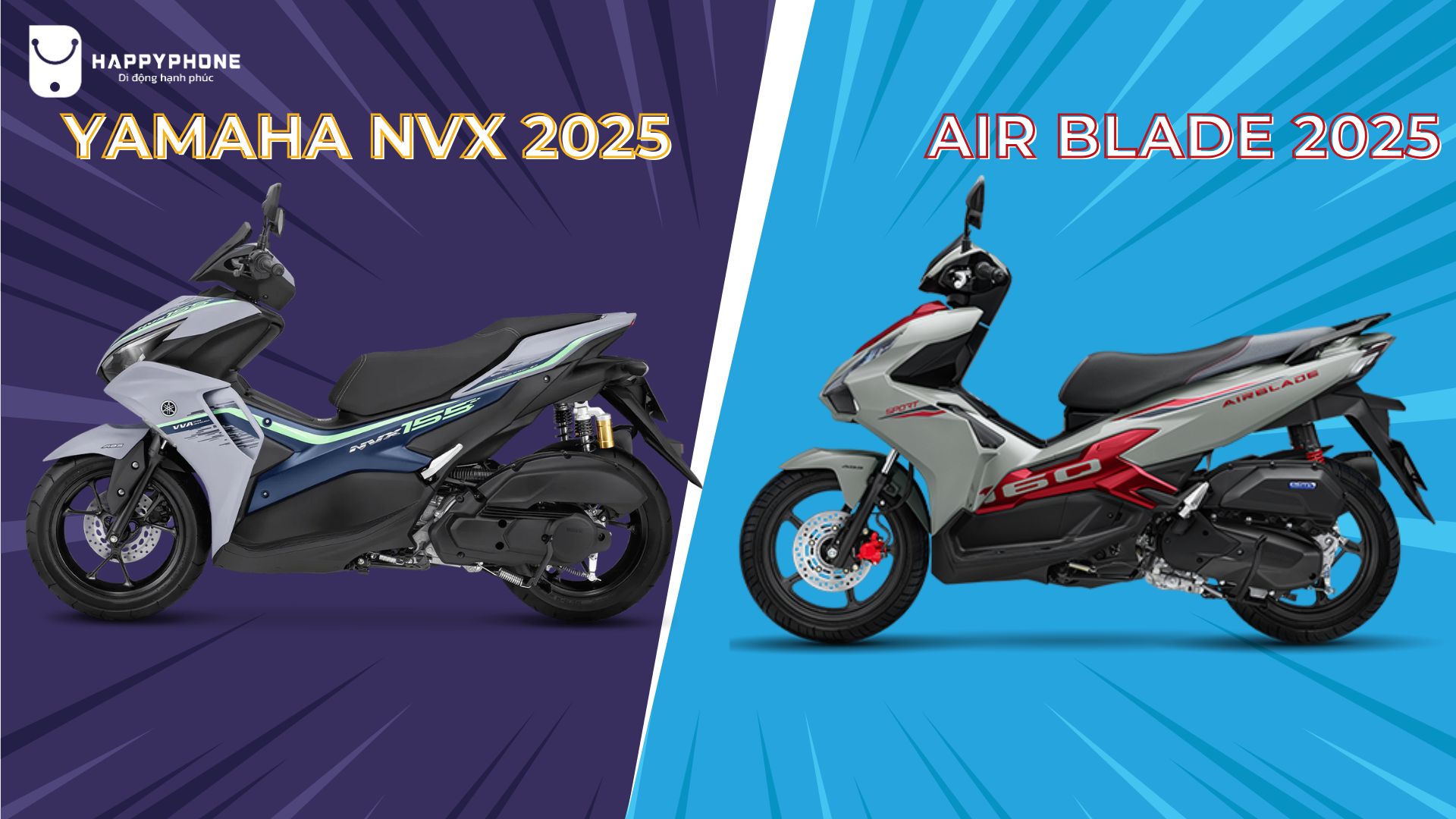 So sánh thiết kế Air Blade 2025 và Yamaha NVX 155