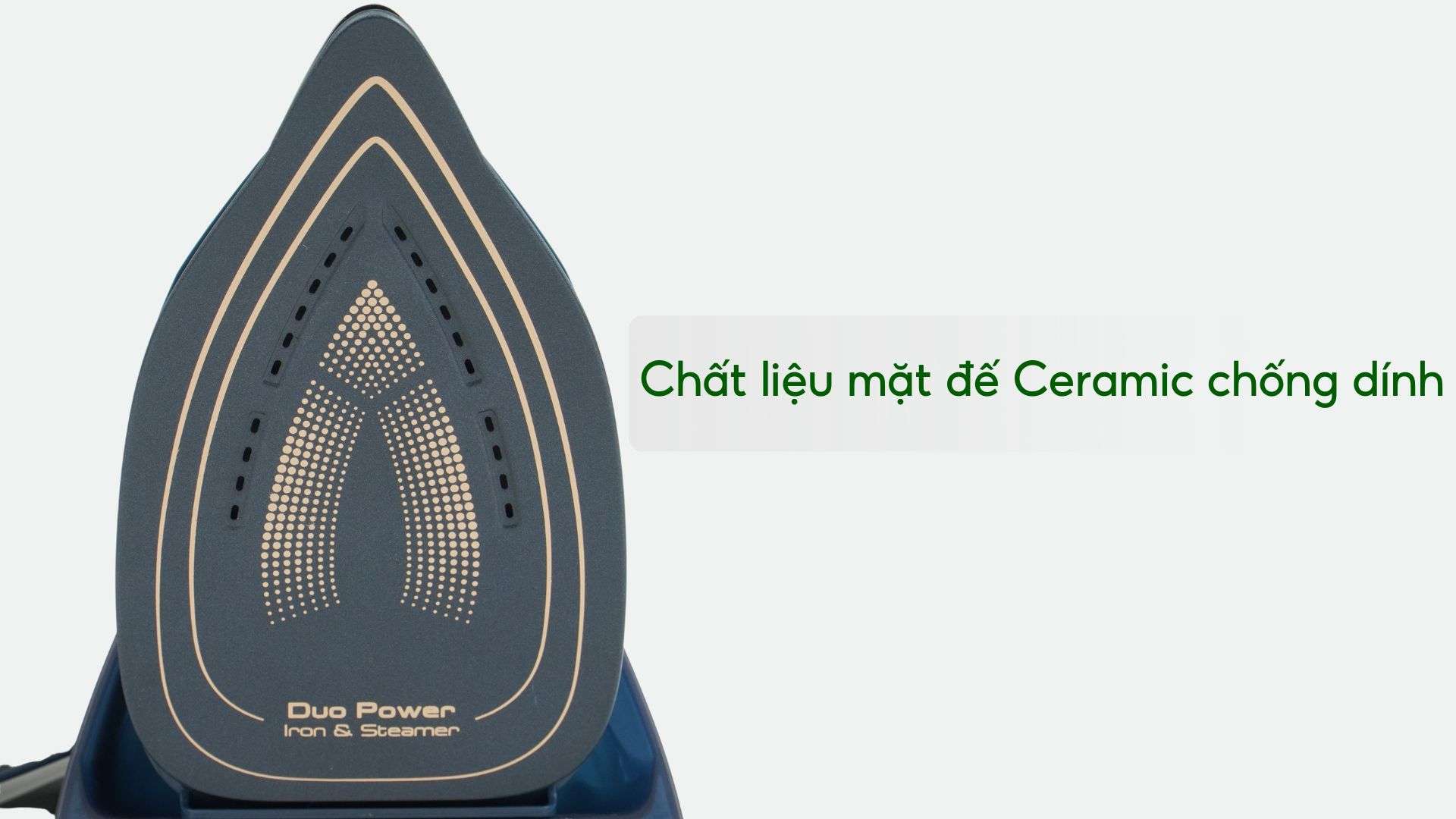 Bàn Ủi 2 Trong 1, Kết Hợp Ủi Hơi Và Cầm Tay Tefal Duo Power JF4032E0 Chất liệu mặt đế Ceramic chống dính