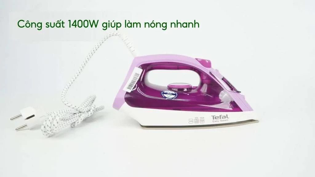 Bàn Ủi Hơi Nước Tefal Easy Steam FV1955E0 1400W Công suất 1400W giúp làm nóng nhanh