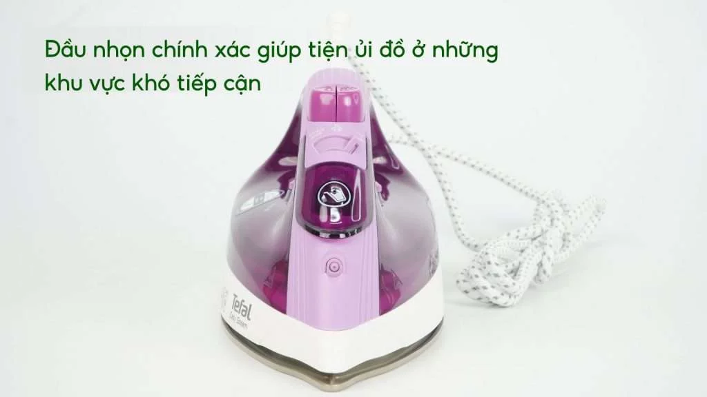 Bàn Ủi Hơi Nước Tefal Easy Steam FV1955E0 1400W Đầu nhọn chính xác giúp tiện ủi đồ ở những khu vực khó tiếp cận