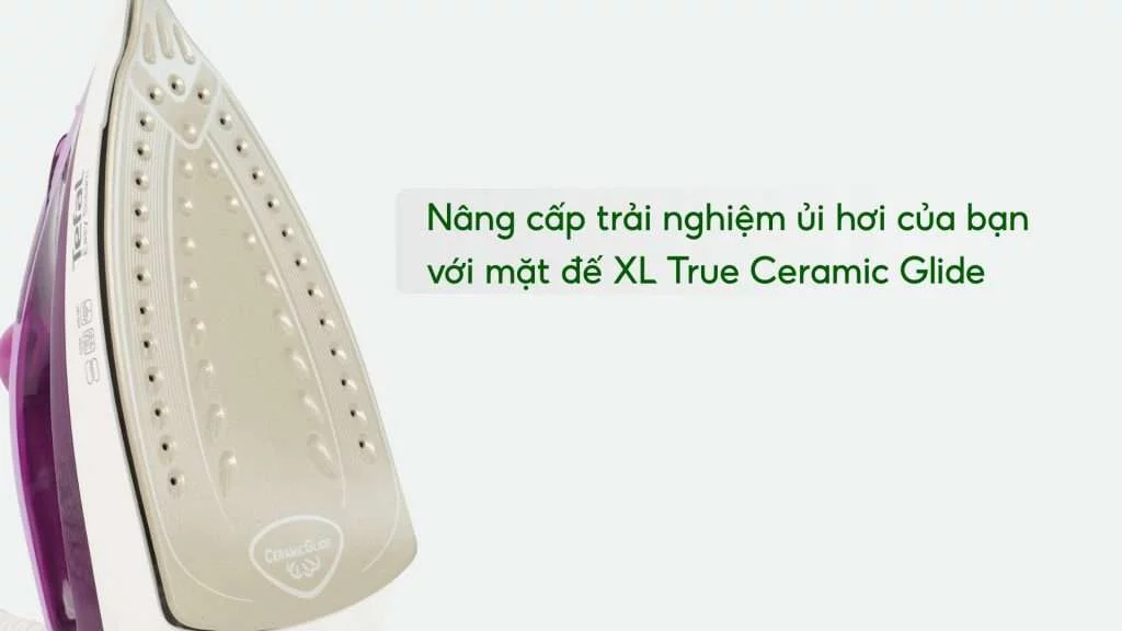 Bàn Ủi Hơi Nước Tefal Easy Steam FV1955E0 1400W Nâng cấp trải nghiệm ủi hơi của bạn với mặt đế XL True Ceramic Glide