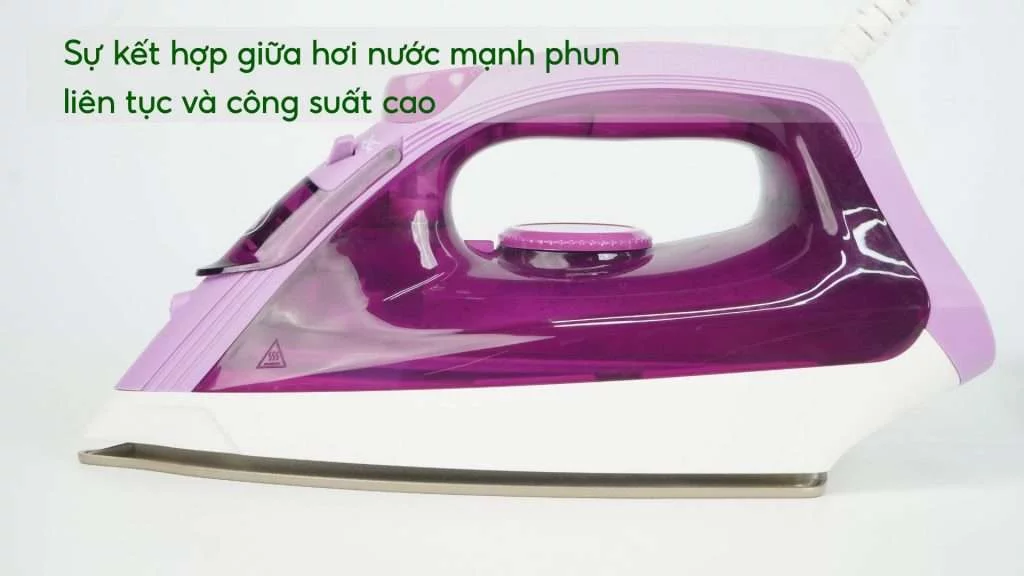 Bàn Ủi Hơi Nước Tefal Easy Steam FV1955E0 1400W Sự kết hợp giữa hơi nước mạnh phun liên tục và công suất cao