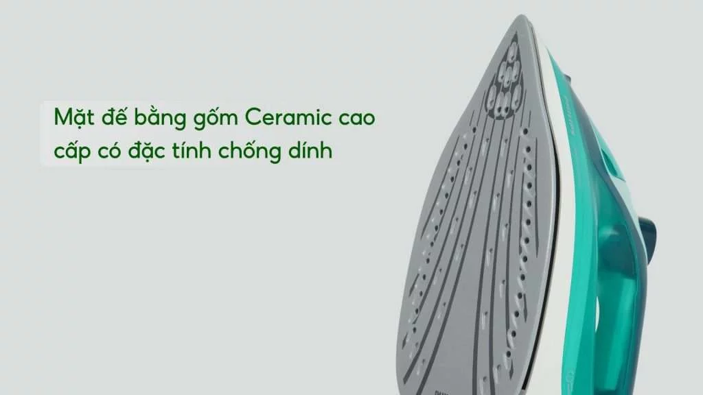 Bàn ủi hơi nước Philips DST3030_70_Xanh ngọc đậm Mặt đế bằng gốm Ceramic