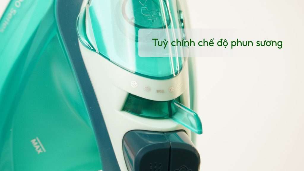 Bàn ủi hơi nước Philips DST3030_70_Xanh ngọc đậm Tuỳ chỉnh chế độ phun sương