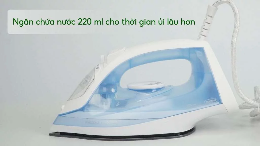 Bàn ủi hơi nước Philips GC1740_20_Xanh dương nhạt Ngăn chứa nước 220 ml cho thời gian ủi lâu hơn (2)