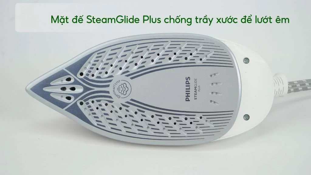 Bàn ủi hơi nước Philips GC7933_30 Mặt đế SteamGlide Plus chống trầy xước để lướt êm