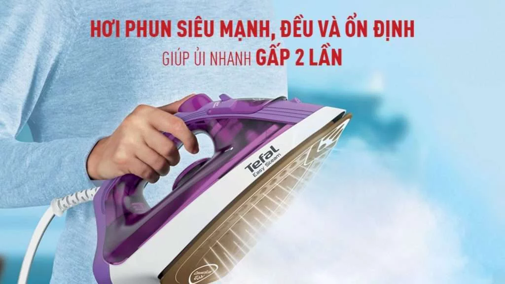 Bàn ủi hơi nước Tefal Easy Steam (FV1955E0) - Công suất 1400W