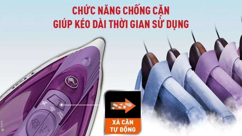 Bàn ủi hơi nước Tefal Easy Steam (FV1955E0) - Xả cặn tự động