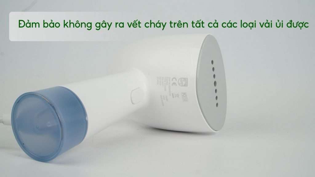 Bàn ủi hơi nước cầm tay Philips STH1000_10_Trắng và xanh dương Đảm bảo không gây ra vết cháy trên tất cả các loại vải ủi được