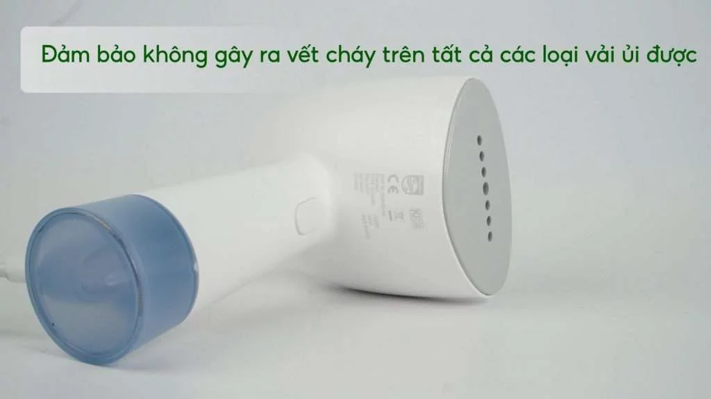 Bàn ủi hơi nước cầm tay Philips STH1000_10_Trắng và xanh dương Đảm bảo không gây ra vết cháy trên tất cả các loại vải ủi được
