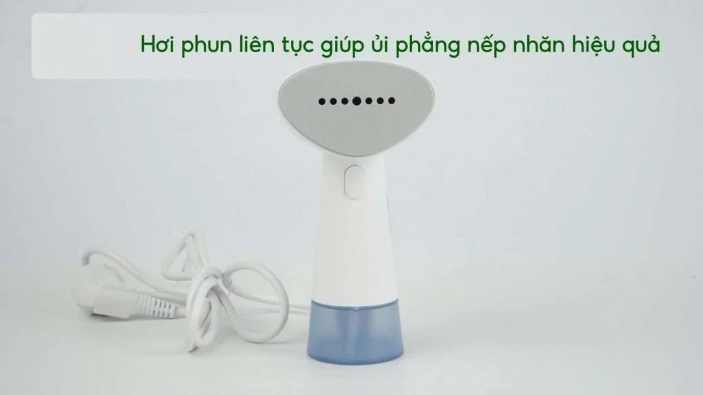Bàn ủi hơi nước cầm tay Philips STH1000_10_Trắng và xanh dương Hơi phun liên tục giúp ủi phẳng nếp nhăn hiệu quả