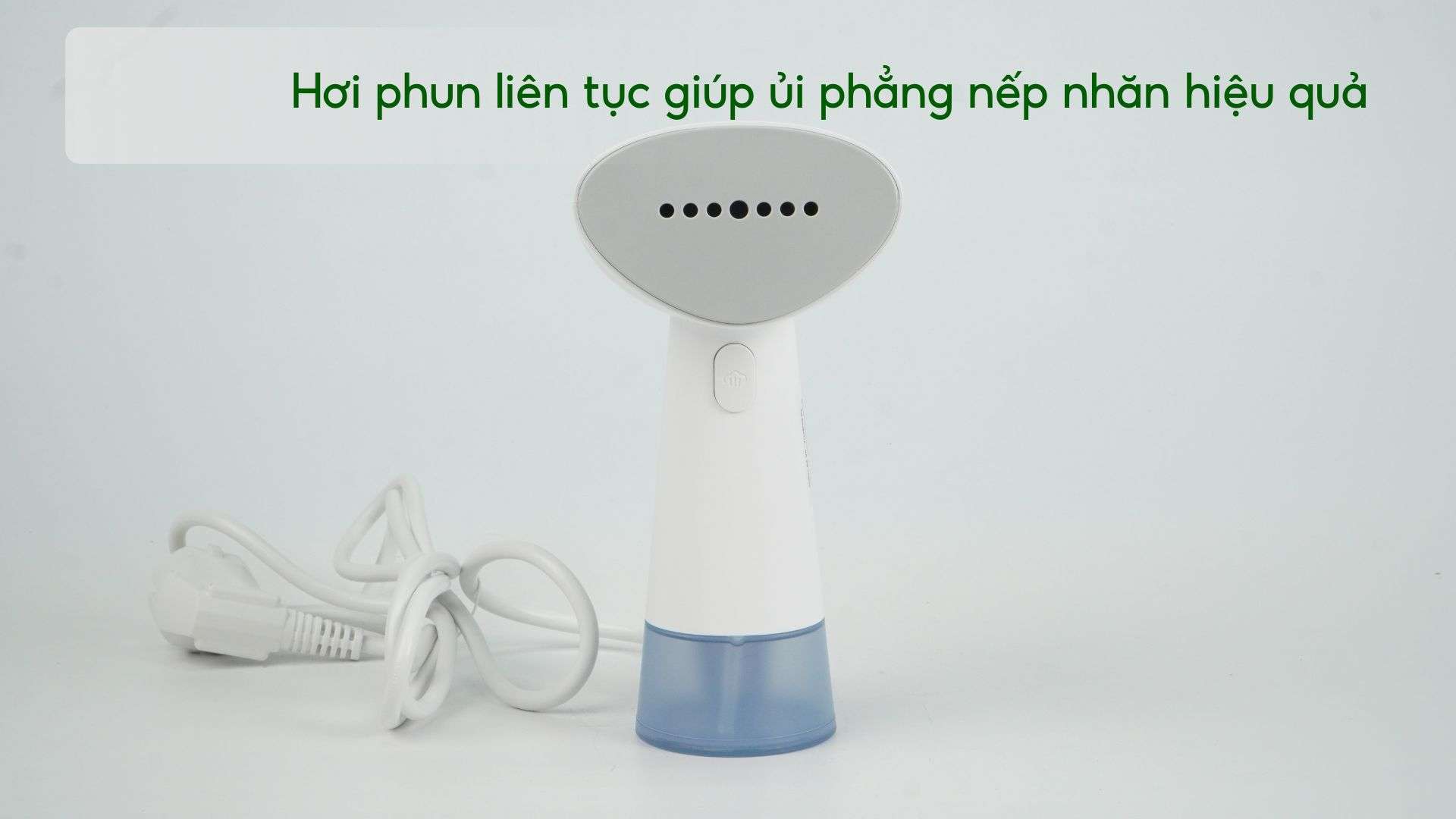 Bàn ủi hơi nước cầm tay Philips STH1000_10_Trắng và xanh dương Hơi phun liên tục giúp ủi phẳng nếp nhăn hiệu quả