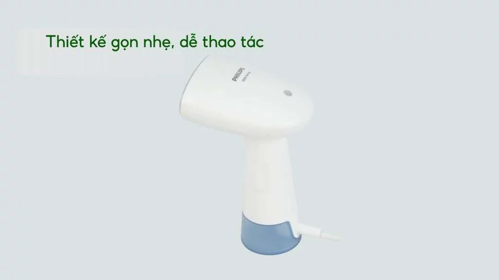 Bàn ủi hơi nước cầm tay Philips STH1000_10_Trắng và xanh dương Thiết kế gọn nhẹ, dễ thao tác