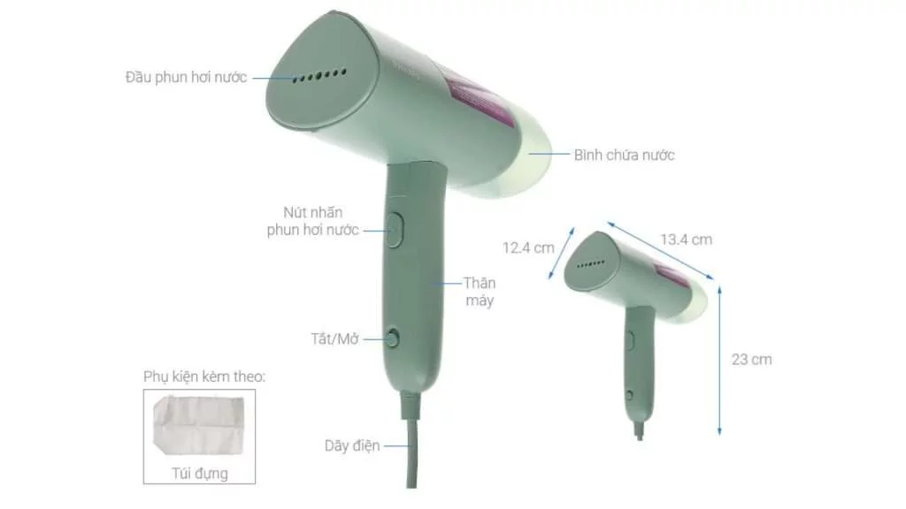 Bàn ủi hơi nước cầm tay Philips STH3010 - Kích thước
