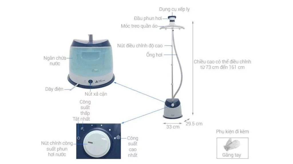 Bàn ủi hơi nước đứng Philips GC518 - Kích thước