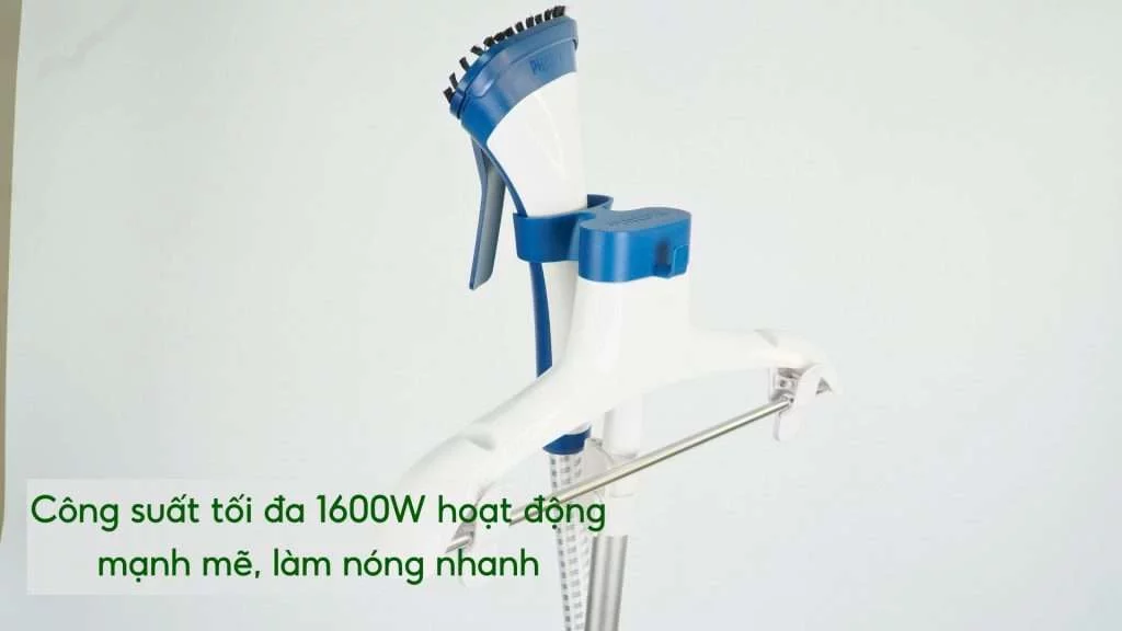 Bàn ủi hơi nước đứng Philips GC518_29_Xanh ngọc Công suất tối đa 1600W hoạt động mạnh mẽ, làm nóng nhanh