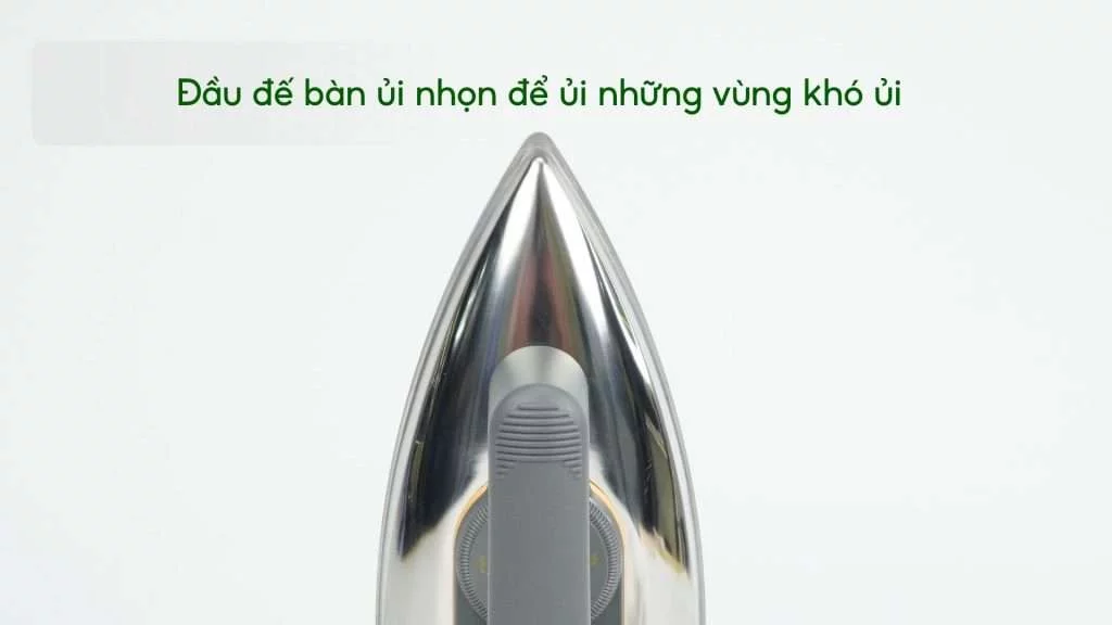 Bàn ủi khô Philips HD1172_01_Đen và kim loại Đầu đế bàn ủi nhọn để ủi những vùng khó ủi