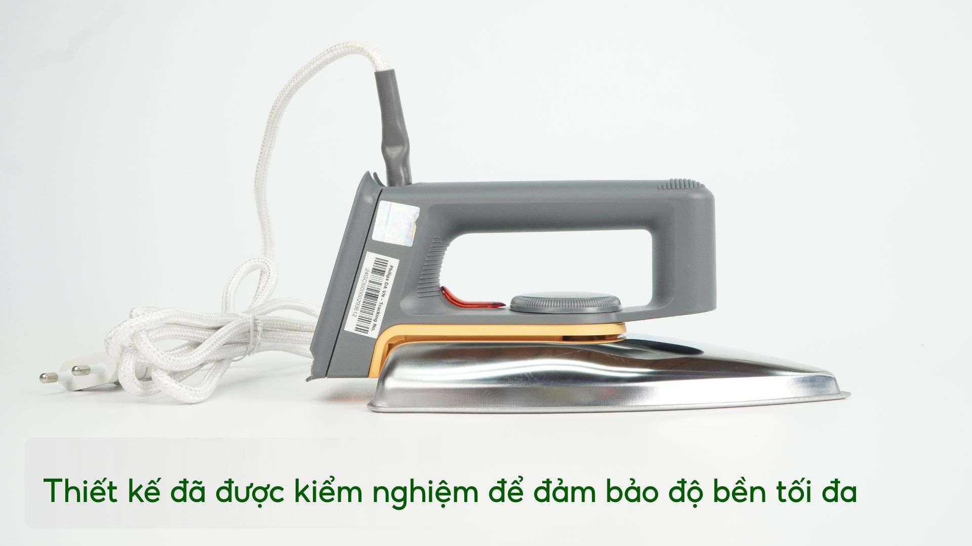 Bàn ủi khô Philips HD1172_01_Đen và kim loại Thiết kế đã được kiểm nghiệm để đảm bảo độ bền tối đa