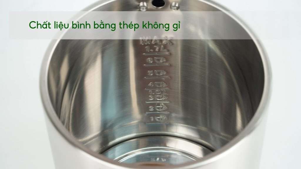 Bình đun PHILIPS HD9316_03_Bạc và Đen Chất liệu bình bằng thép không gỉ