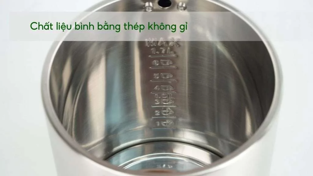 Bình đun PHILIPS HD9316_03_Bạc và Đen Chất liệu bình bằng thép không gỉ