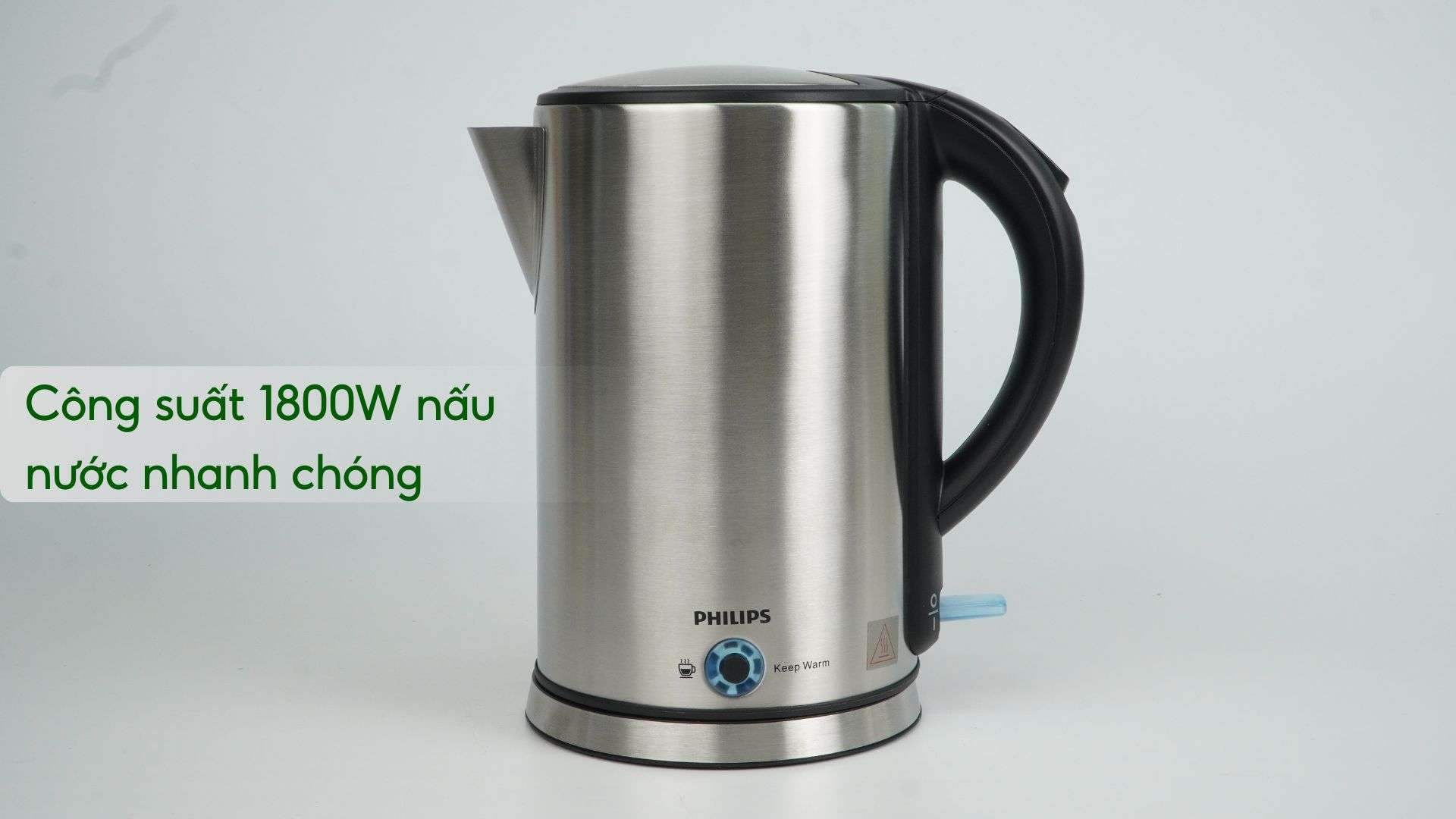 Bình đun PHILIPS HD9316_03_Bạc và Đen Công suất 1800W nấu nước nhanh chóng