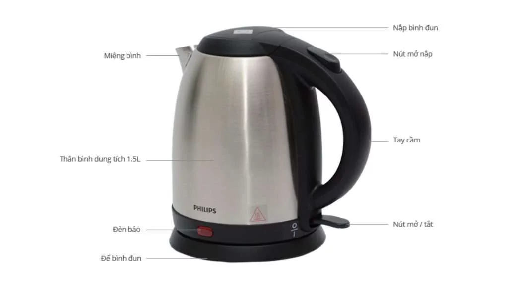 Bình đun Philips HD9306_03 - Kích thước