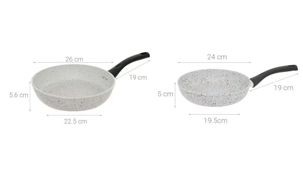 Chảo cao cấp vân đá trắng Supor Rock Marble - Chi tiết kích thước