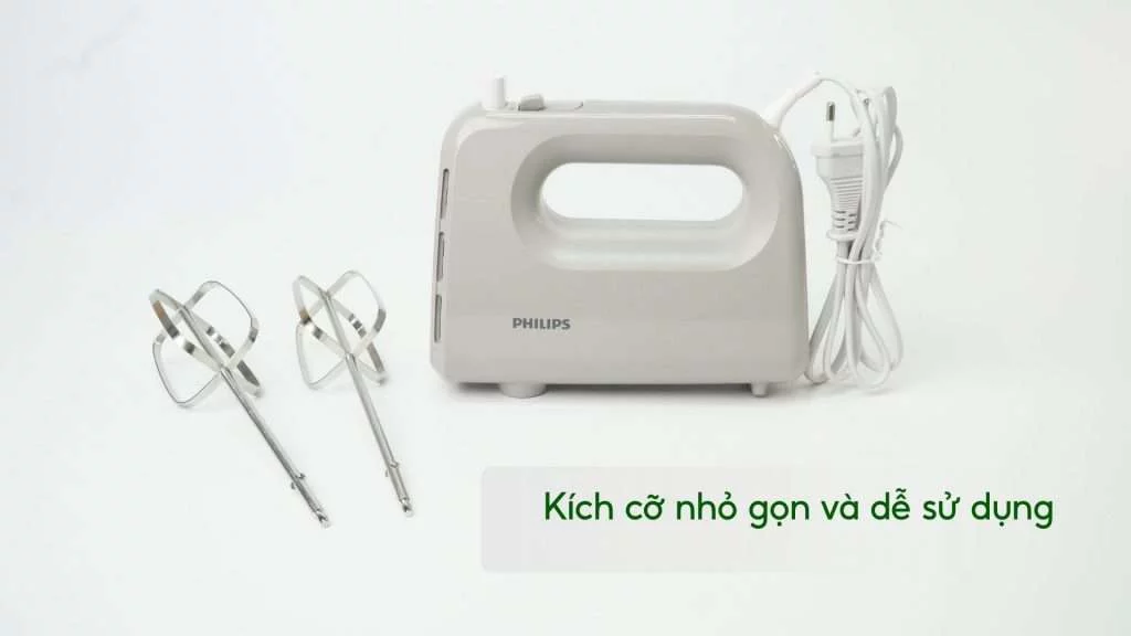 Máy đánh trứng PHILIPS HR3705_20_Xám Kích cỡ nhỏ gọn và dễ sử dụng