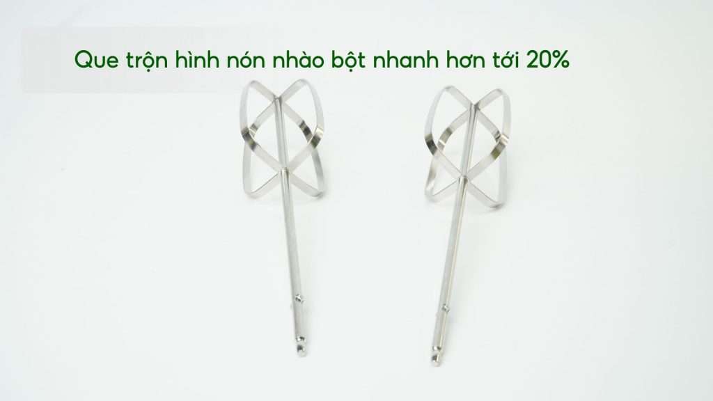 Máy đánh trứng PHILIPS HR3705_20_Xám Que trộn hình nón nhào bột nhanh hơn tới 20%