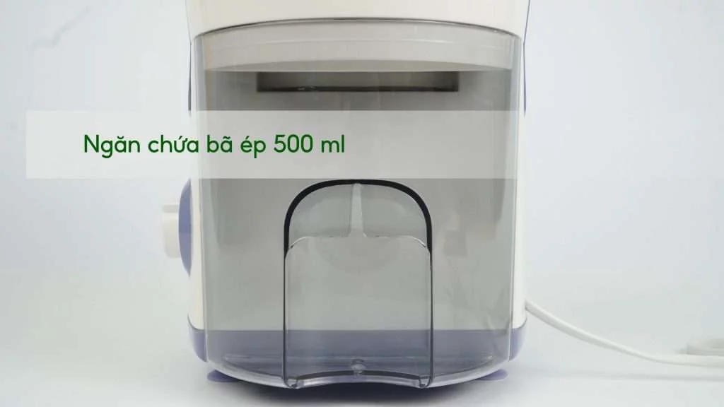 Máy ép trái cây PHILIPS HR1811_71_Trắng và Tím Ngăn chứa bã ép 500 ml