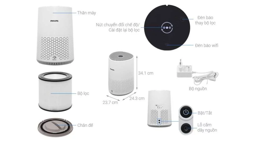 Máy lọc không khí Philips AC0650_10 - Chi tiết kích thước