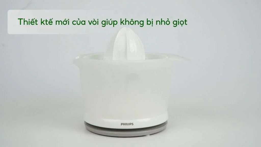Máy vắt cam PHILIPS HR2738_00_Trắng Thiết ktế mới của vòi giúp không bị nhỏ giọt