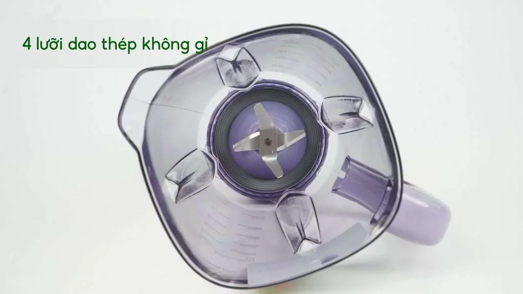 Máy xay sinh tố PHILIPS HR2223_00_Trắng và Tím 4 lưỡi dao thép không gỉ