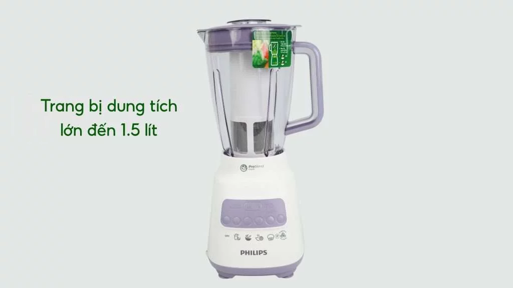 Máy xay sinh tố PHILIPS HR2223_00_Trắng và Tím Trang bị dung tích lớn đến 1.5 lít