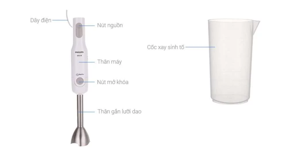 Máy xay sinh tố cầm tay Philips HR2534_00 - Kích thước