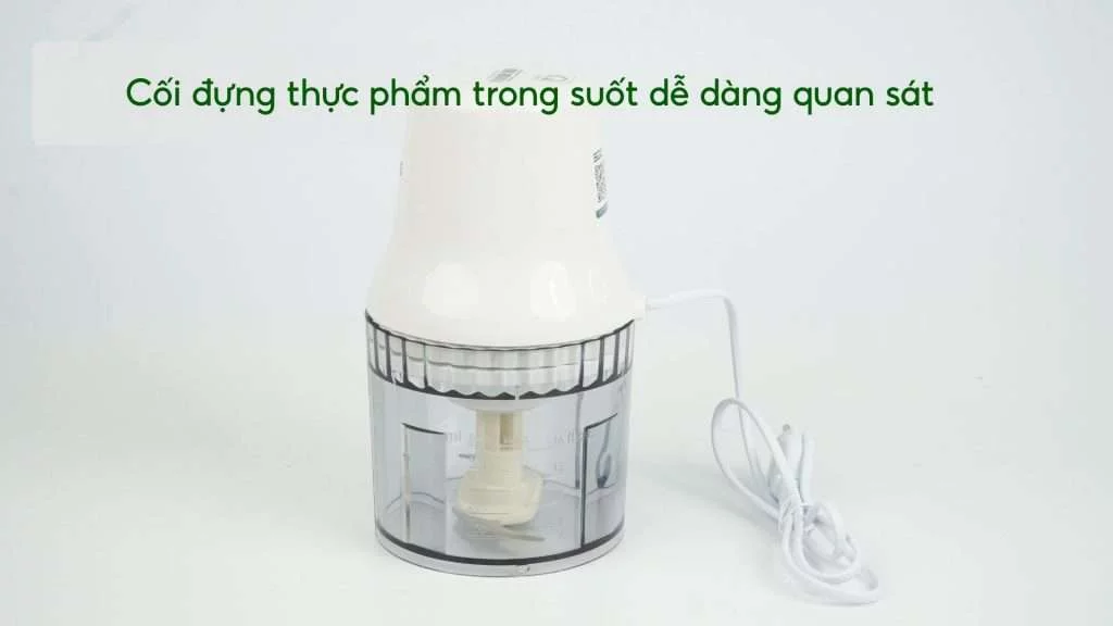 Máy xay thịt PHILIPS HR1393_00_Trắng Cối đựng thực phẩm trong suốt dễ dàng quan sát
