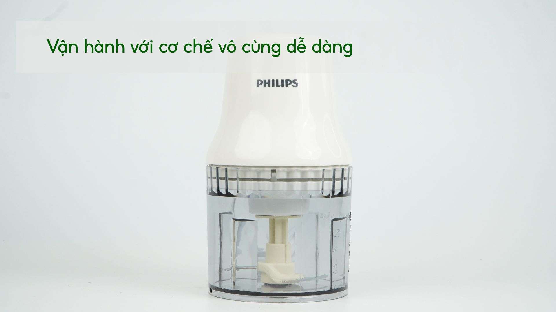 Máy xay thịt PHILIPS HR1393_00_Trắng Vận hành với cơ chế vô cùng dễ dàng