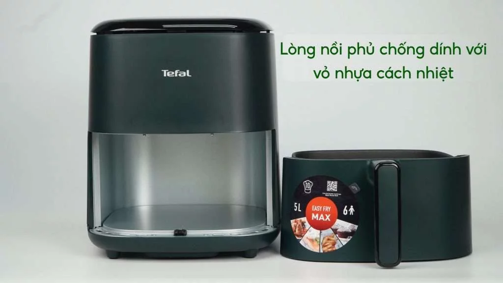 Nồi Chiên Không Dầu Tefal EY245310 5L Điện Tử Lòng nồi phủ chống dính với vỏ nhựa cách nhiệt