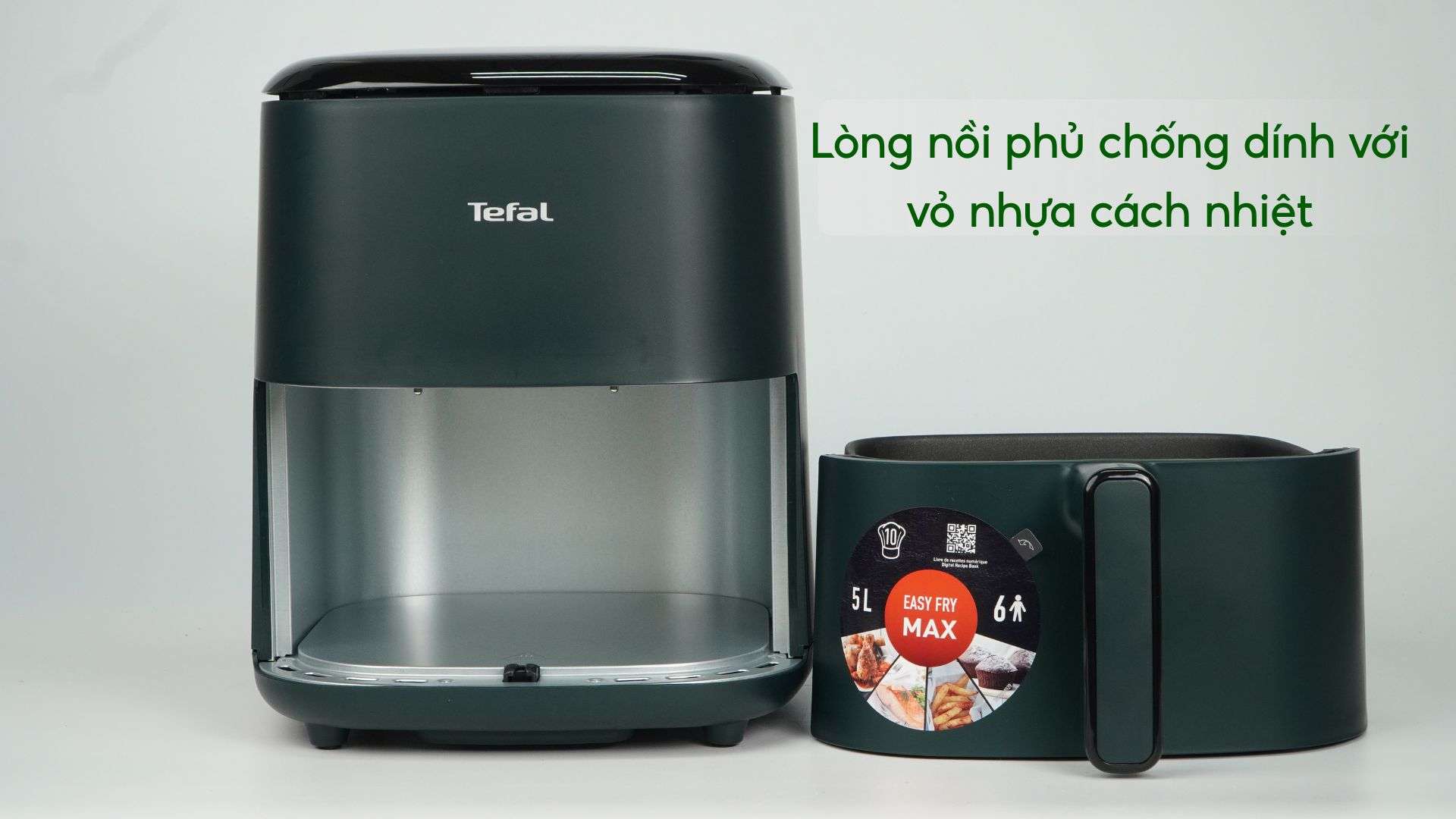 Nồi Chiên Không Dầu Tefal EY245310 5L Điện Tử Lòng nồi phủ chống dính với vỏ nhựa cách nhiệt